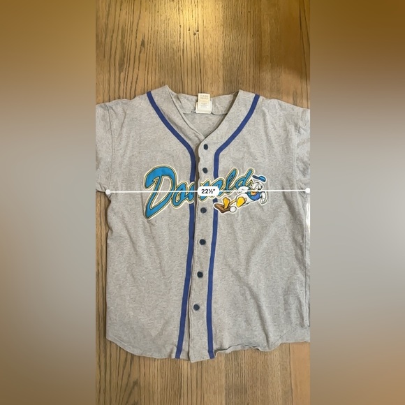 Disneyland Resort Donald Duck Button Down Jersey T-Shirt-Size Large - Picture 5 of 5